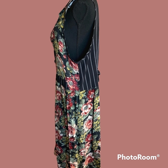 Vtg 90s cottagecore mixed print maxi dress - Picture 4 of 9